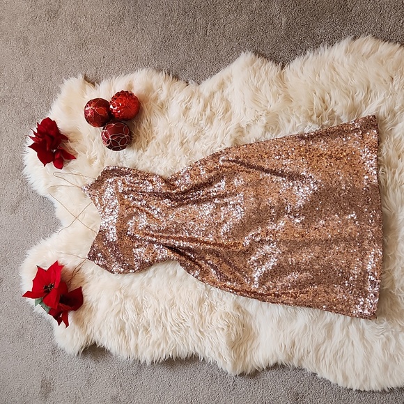 Zara XS Rose gold sequin midi slip dress - Picture 8 of 16